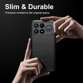 Xiaomi Poco F9 Ultra Børstet TPU-deksel - karbonfiber - svart