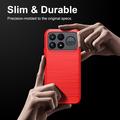Xiaomi Poco F9 Ultra børstet TPU-deksel - karbonfiber - rød