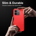 Xiaomi Poco X8 Power børstet TPU-deksel - karbonfiber - rød