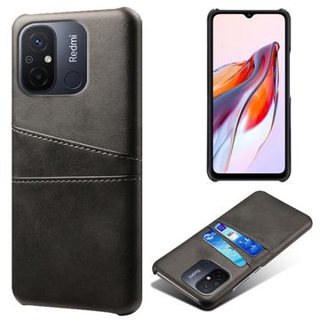 Xiaomi Redmi 12C Belagt Plast Deksel med Kortlommer - Svart