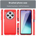 Xiaomi Redmi 14C Børstet TPU Deksel - Karbonfiber - Rød