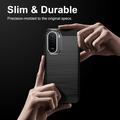 Xiaomi Redmi 15a/R70/R70m Børstet TPU-deksel - karbonfiber
