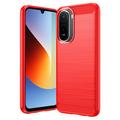 Xiaomi Redmi 15a/R70/R70m børstet TPU-deksel - karbonfiber - rød