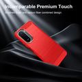 Xiaomi Redmi 15a/R70/R70m børstet TPU-deksel - karbonfiber - rød
