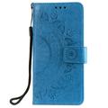 Xiaomi Redmi 15a Mandala Lommebok-deksel med håndleddsstropp - blå