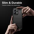 Xiaomi Redmi 17 5G/4G Børstet TPU-deksel - karbonfiber - svart