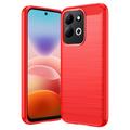 Xiaomi Redmi 17 5G/4G børstet TPU-deksel - karbonfiber - rød