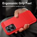 Xiaomi Redmi 17 5G/4G børstet TPU-deksel - karbonfiber - rød