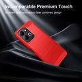 Xiaomi Redmi 17 5G/4G børstet TPU-deksel - karbonfiber - rød
