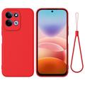 Xiaomi Redmi 17 5G/4G/M100 Flytende silikon-deksel med håndstropp - Rød