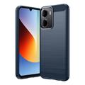 Xiaomi Redmi A7 Pro Børstet TPU-deksel - karbonfiber - blå