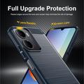 Xiaomi Redmi A7 Pro Børstet TPU-deksel - karbonfiber - blå