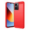 Xiaomi Redmi A7 Pro børstet TPU-deksel - karbonfiber - rød