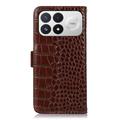Xiaomi Redmi K100 Pro/Poco F9 Pro Crocodile Series Lommebok-deksel i Lær med RFID - Brun
