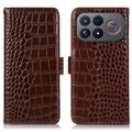 Xiaomi Redmi K100 Pro Max/Poco F9 Ultra Crocodile Series Lommebok-deksel i Lær med RFID - Brun