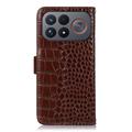 Xiaomi Redmi K100 Pro Max/Poco F9 Ultra Crocodile Series Lommebok-deksel i Lær med RFID - Brun