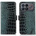 Xiaomi Redmi K100 Pro Max/Poco F9 Ultra Crocodile Series Lommebok-deksel i Lær med RFID - Grønn