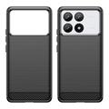 Xiaomi Redmi K70/K70 Pro/Poco F6 Pro Børstet TPU Deksel - Karbonfiber