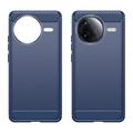 Xiaomi Redmi K80/Poco F7 Pro Børstet TPU Deksel - Karbonfiber - Blå