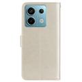 Xiaomi Redmi Note 13 Pro/Poco X6 Ugle Rhinestone Lommebok-deksel - gull