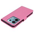 Xiaomi Redmi Note 13 Pro/Poco X6 Uggle Rhinestone Lommebok-deksel - Varm Rosa