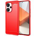 Xiaomi Redmi Note 13 Pro+ Børstet TPU Deksel - Karbonfiber - Rød