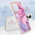Xiaomi Redmi Note 13 Pro+ Marble Pattern Electroplated IMD TPU-deksel - Blå / Rosa