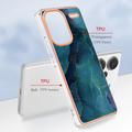 Xiaomi Redmi Note 13 Pro+ Marble Pattern Electroplated IMD TPU-deksel - Grønn