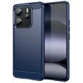 Xiaomi Redmi Note 14 4G Børstet TPU Deksel - Karbonfiber - Blå