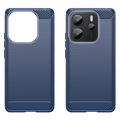 Xiaomi Redmi Note 14 4G Børstet TPU Deksel - Karbonfiber - Blå