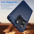Xiaomi Redmi Note 14 4G Børstet TPU Deksel - Karbonfiber - Blå