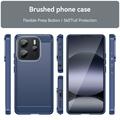 Xiaomi Redmi Note 14 4G Børstet TPU Deksel - Karbonfiber - Blå