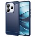 Xiaomi Redmi Note 14 Børstet TPU Deksel - Karbonfiber - Blå