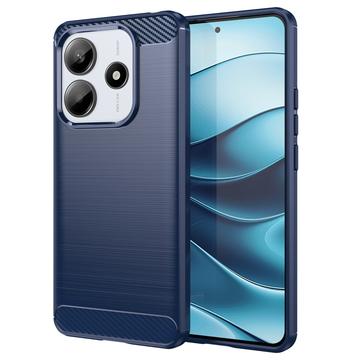 Xiaomi Redmi Note 14 Børstet TPU Deksel - Karbonfiber - Blå