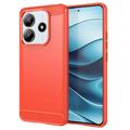 Xiaomi Redmi Note 14 Børstet TPU Deksel - Karbonfiber - Rød