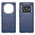 Xiaomi Redmi Note 14 Pro 5G/Poco X7 Børstet TPU Deksel - Karbonfiber - Blå