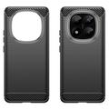 Xiaomi Redmi Note 14 Pro+ 5G Børstet TPU Deksel - Karbonfiber - Svart