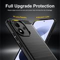 Xiaomi Redmi Note 17 4G/5G Børstet TPU-deksel - karbonfiber - svart