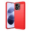 Xiaomi Redmi Note 17 4G/5G børstet TPU-deksel - karbonfiber - rød