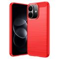 Xiaomi Redmi Note 17 Pro børstet TPU-deksel - karbonfiber - rød