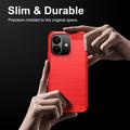 Xiaomi Redmi Note 17 Pro børstet TPU-deksel - karbonfiber - rød