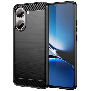 Xiaomi Redmi Turbo 4/Poco X7 Pro Børstet TPU Deksel - Karbonfiber - Svart