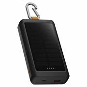 Xtorm Go2-serien 10000mAh solcelledrevet powerbank/lommelykt - 20W, USB-C, USB-A - svart
