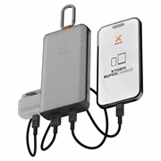 Xtorm Go2-serien 10000mAh solcelledrevet powerbank/lommelykt - 20W, USB-C, USB-A - svart