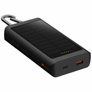 Xtorm Go2-serien 10000mAh solcelledrevet powerbank/lommelykt - 20W, USB-C, USB-A - svart