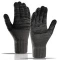 Y0046 1 par strikkede, vindtette, varme vintervotter med elastisk mansjett og berøringsskjerm for menn - mørk grå