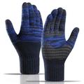Y0046 1 par strikkede, vindtette, varme vintervotter med elastisk mansjett og berøringsskjerm for menn - marineblå