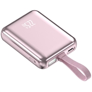 YM-1254 Mini-powerbank med innebygd kabel - 20000mAh - rosagull