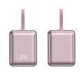 YM-1254 Mini-powerbank med innebygd kabel - 20000mAh - rosagull