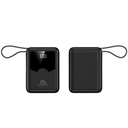 YM-1422 Mini-powerbank 20000mAh - USB-C- og Lightning-kabler - svart